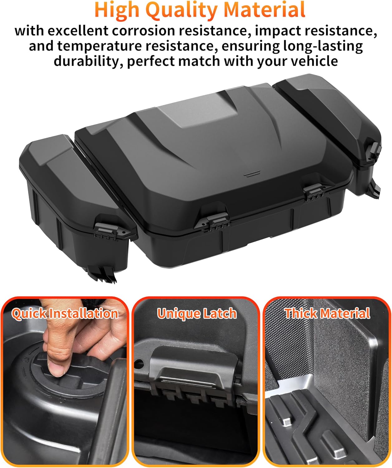96L Rear Cargo Box & 13.5L Side Storage Boxes for Can Am Maverick R MAX X RS 2024+ Accessories, Water Resistant Cargo Storage Bin Tool Box(3PCS, Direct Replace OEM #715007182/715007372)