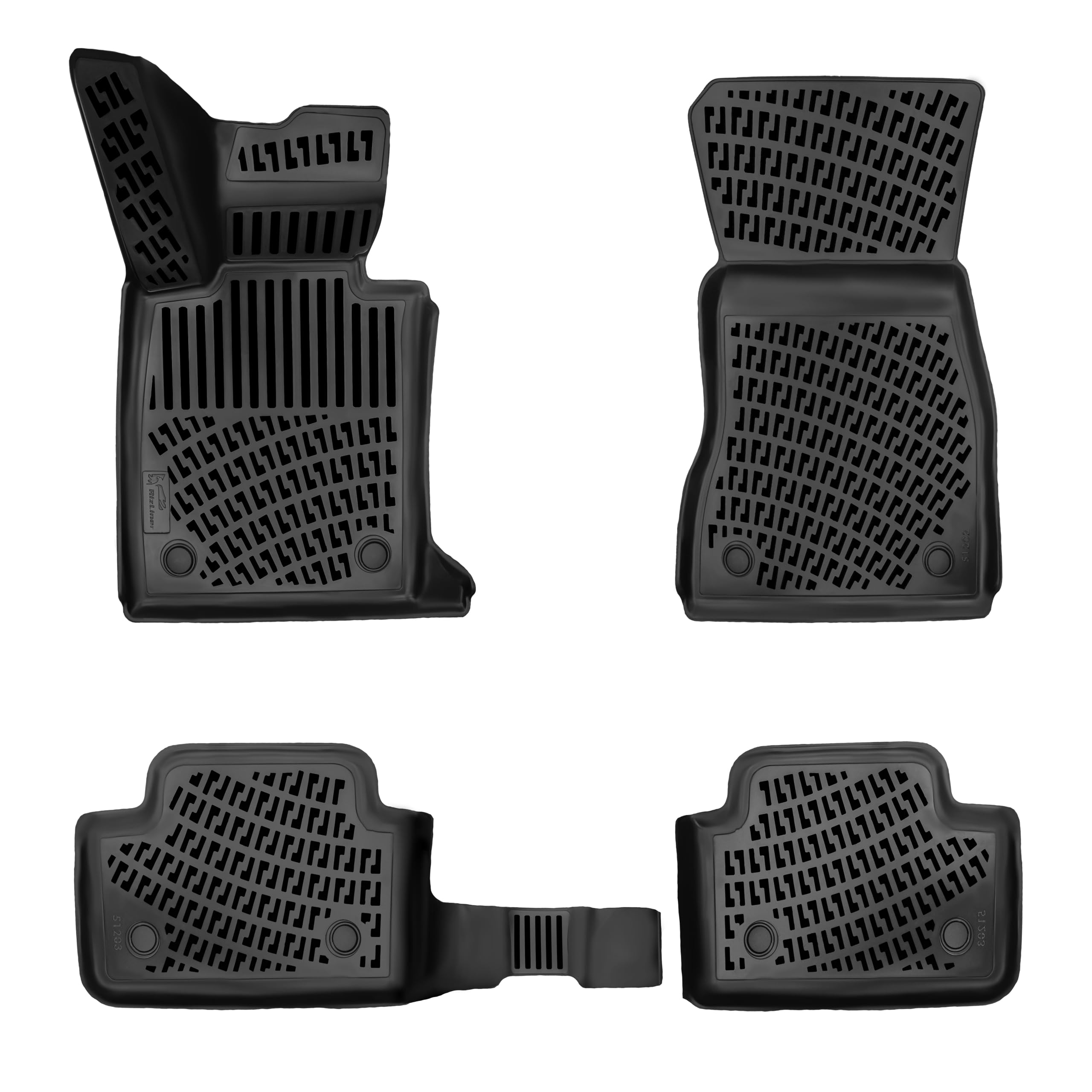BMW 5 Series G60 2024-2026 (530i & 530i xd & 540i & 540i xd) Floor Mats 3D Custom Fit Rubber Car Mats Laser Measured Floor Liners All Weather Heavy Duty Waterproof Odorless (Front & Rear)