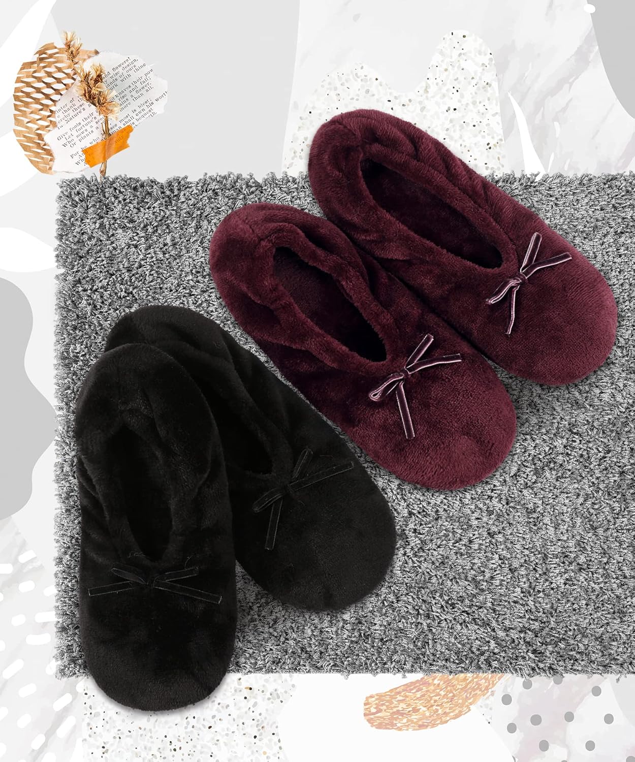 DICUIRD Ballerina House Slippers for Women, Anti-Skid Comfy Warm Ballet Style Slippers - Image 6