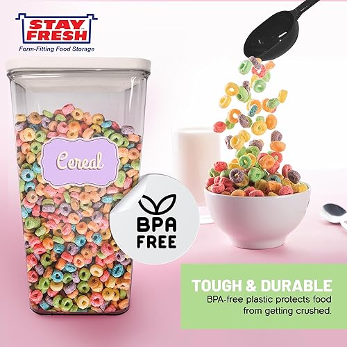 Miniatura 5 de Kitchen Discovery Recipiente de almacenamiento de plástico con tapa, recipiente hermético de almacenamiento de alimentos que conserva la frescura de