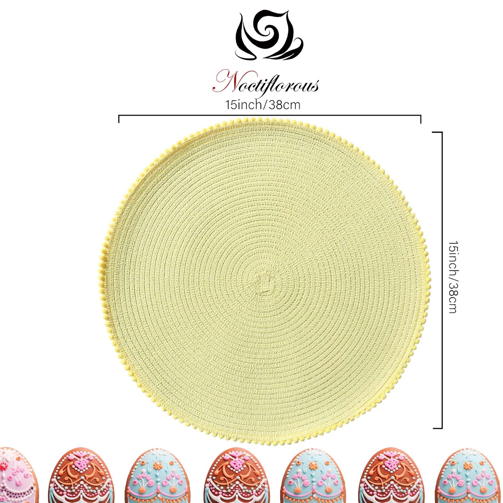 FunWheat - Juego De 4 Manteles Individuales Redondos Trenzados Para Mesas De Comedor De 15 Pulgadas, Resistentes