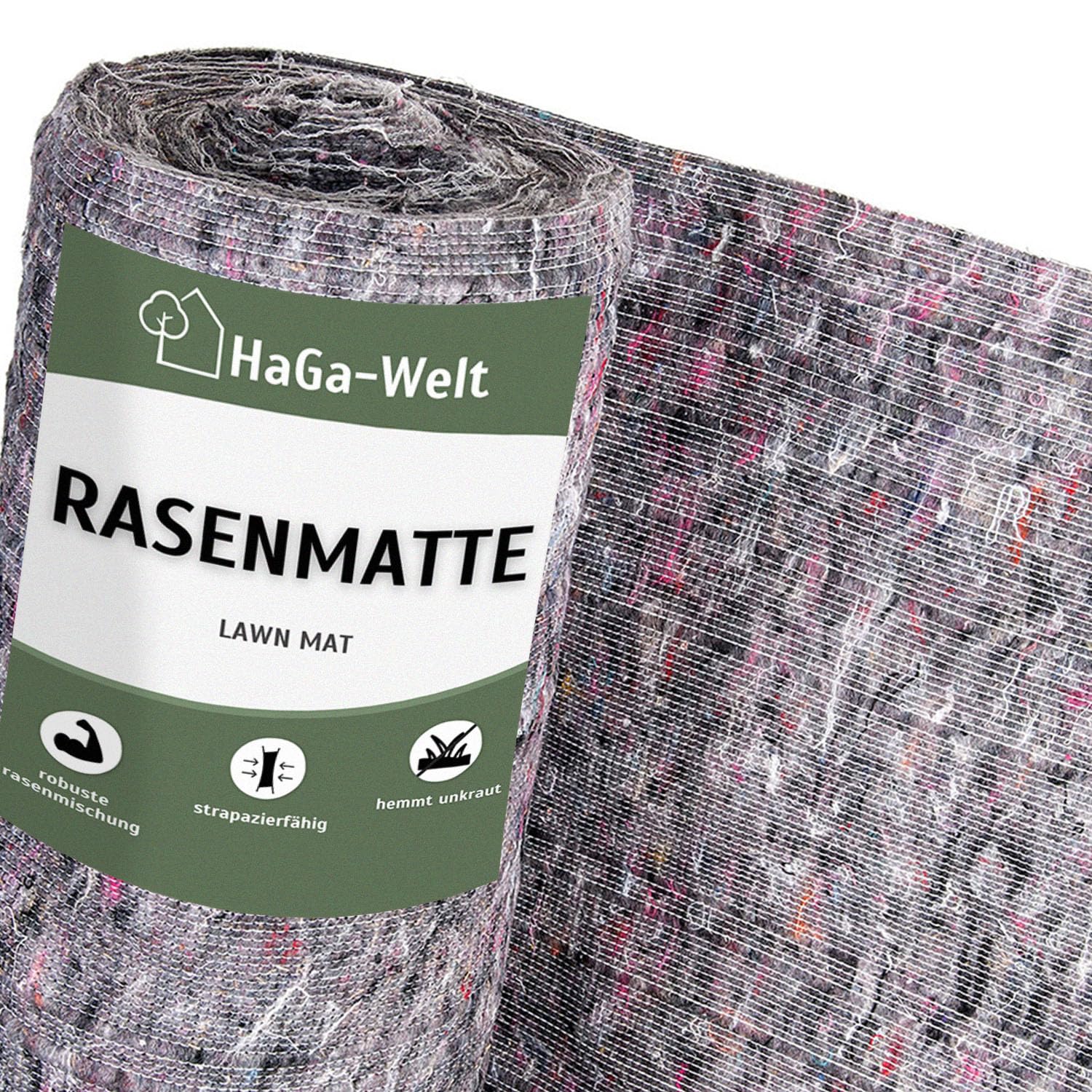 HaGa Rasenmatte 1m x 25m – biologisch abbaubarem Baumwollvlies – schnelles Wachstum mit eingebetteten Rasensamen – ideal für Garten & Hangbefestigung – natürlicher Rasenteppich mit echten Grassamen