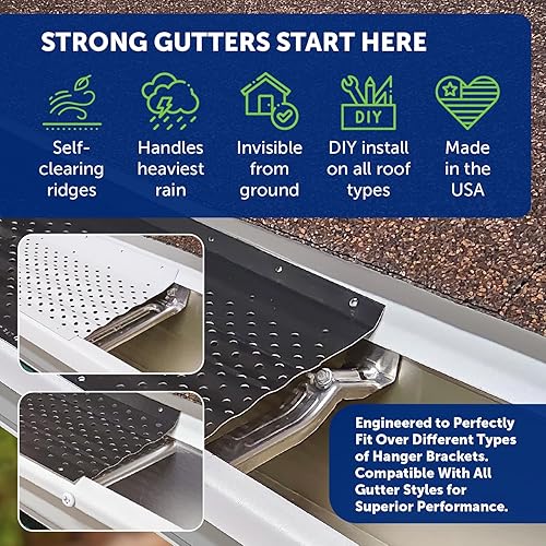 Miniatura 3 de LeafTek - Protector de canaletas, protección contra hojas, 5 pulg x 100 pies, negro, cubierta de aluminio de grado de contratista, disponible en paq