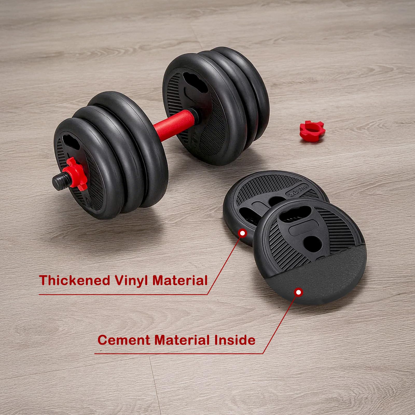 4-in-1 verstellbares Hantelset Kurzhantel Langhantel Kugelhantel Liegestütz Griff Gewichtsscheiben Set Krafttraining Hanteln Fitness Heimtraining Home Gym Gewichte Set