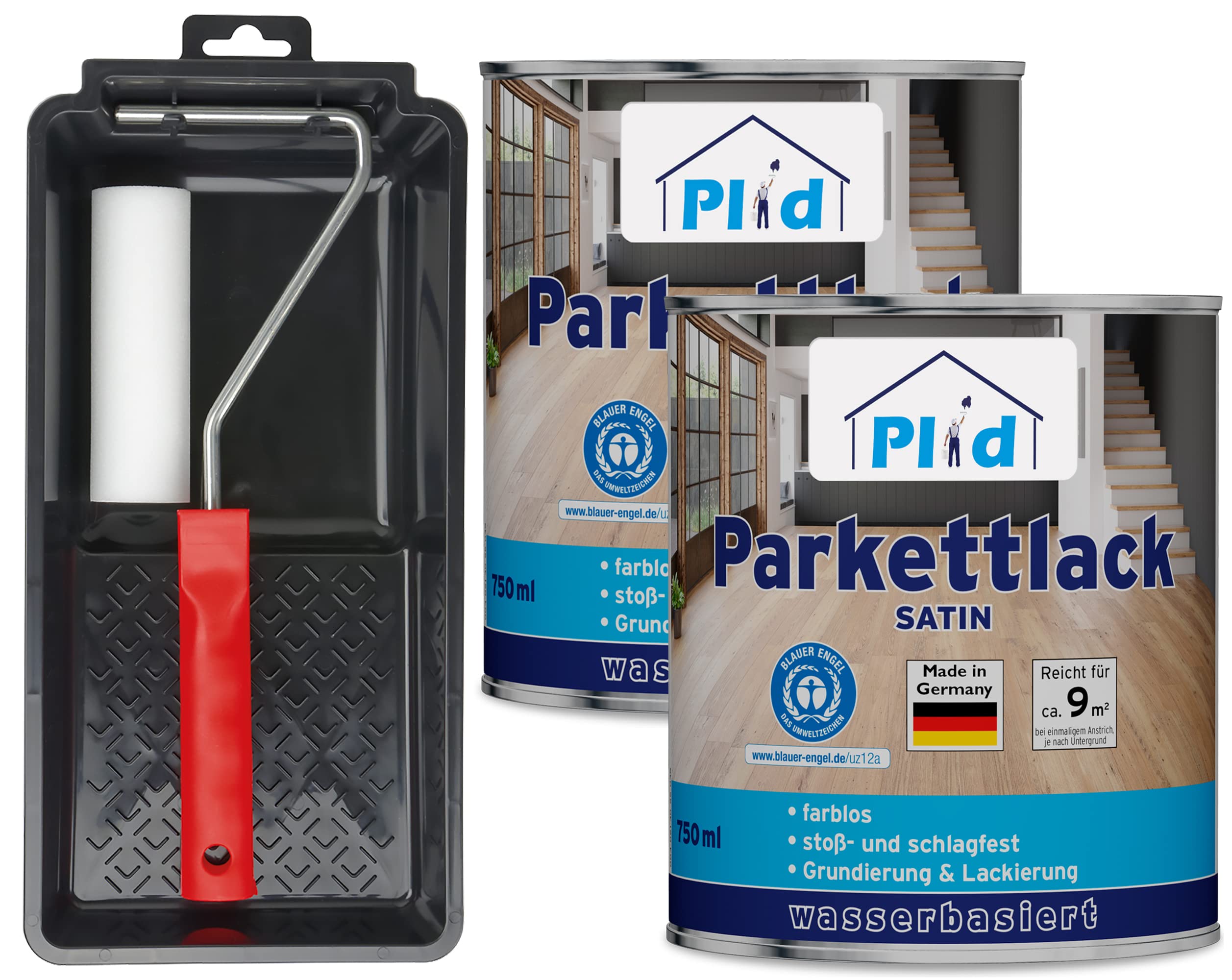 prinzcolor Juego de barniz para parquet de alta calidad, incoloro, brillante, 1,5 l