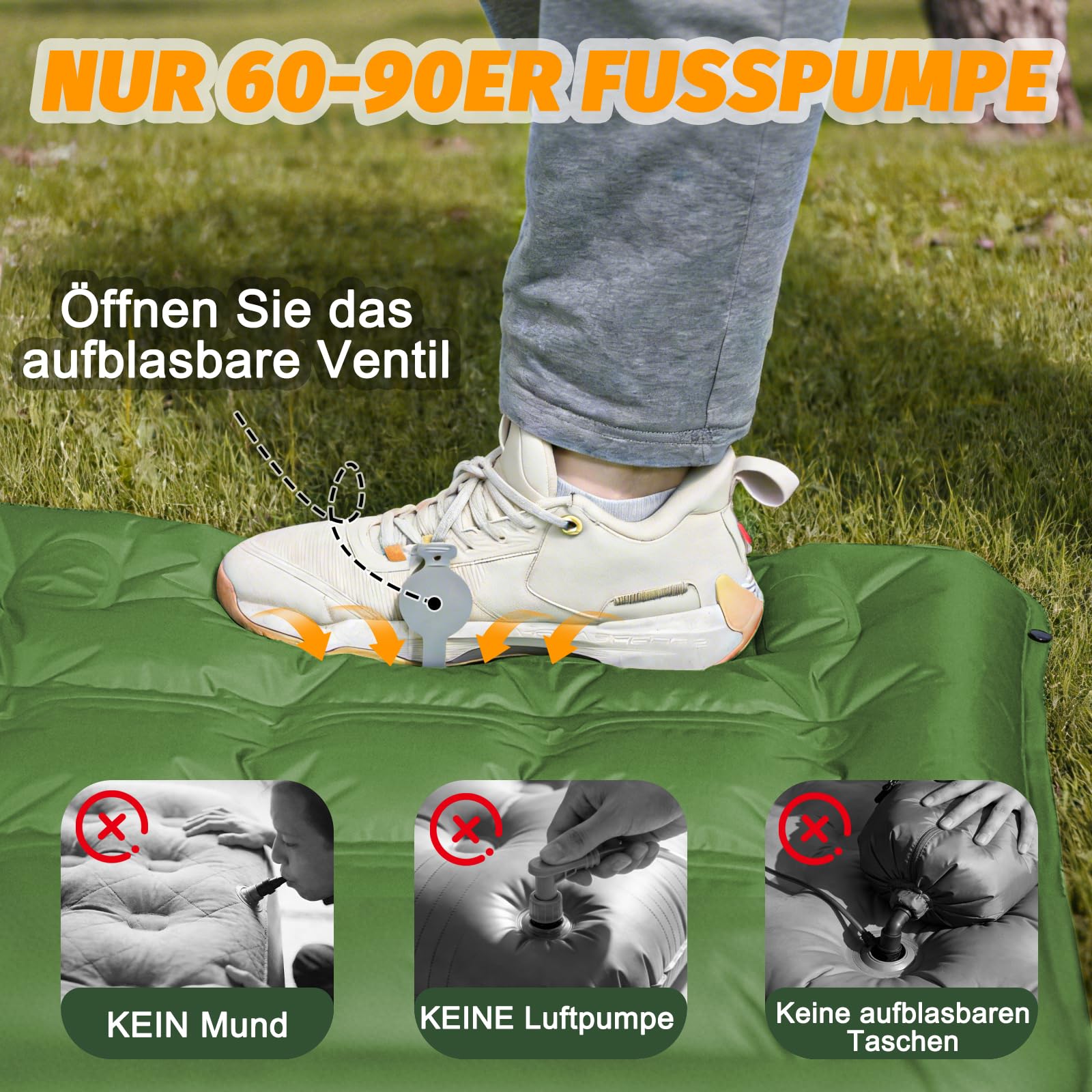 SWTMERRY Hochwertige Aufblasbare Isomatte – 12 cm verdickte Schlafmatte mit Fußpumpe & Kissen, wasserdicht leicht platzsparend Luftmatratze für Outdoor Camping, Wandern, Strand, Reise, Zelt