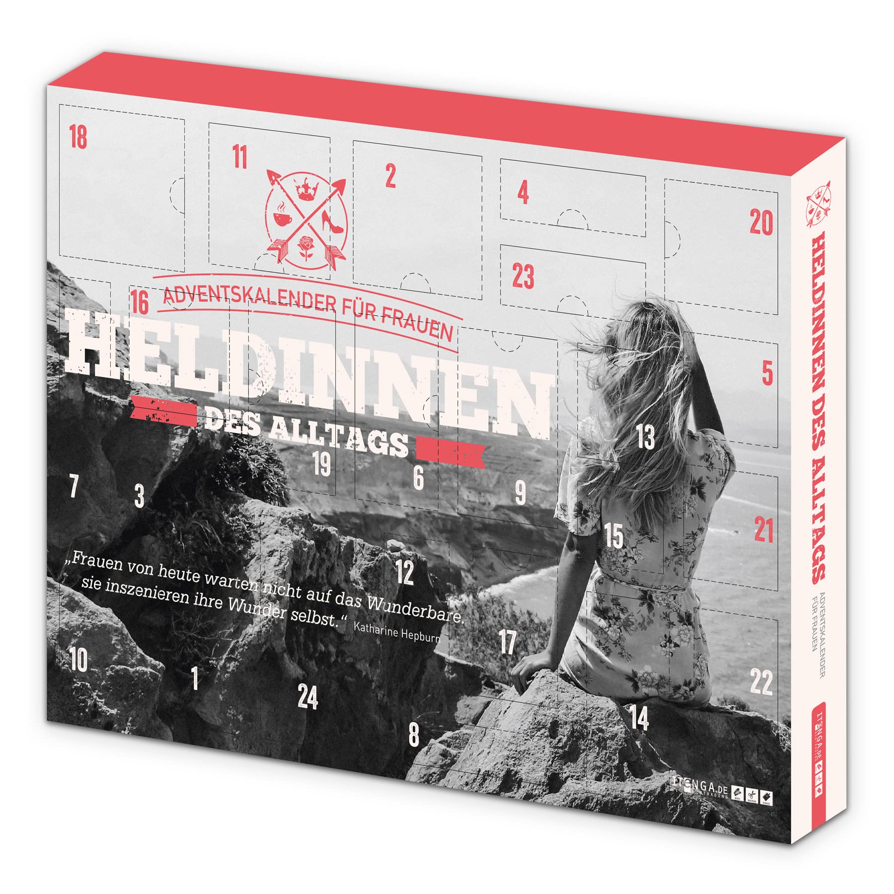 itenga Adventskalender Set für Frauen und Männer I Heldinnen des Alltags und Helden des Alltags I aus Karton zum Aufhängen I gefüllt I 24 Überraschungen