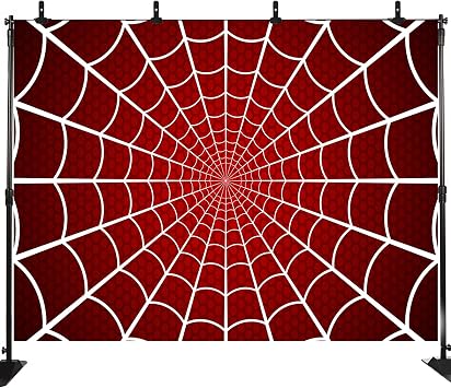 Spider Web Happy Birthday Photography Backdrop Super Hero Theme Decorations for Boys Girls 1st Birthday Party Background Baby Shower Banner Supplies Photo Booth Studio Props LHC059 7X5FT