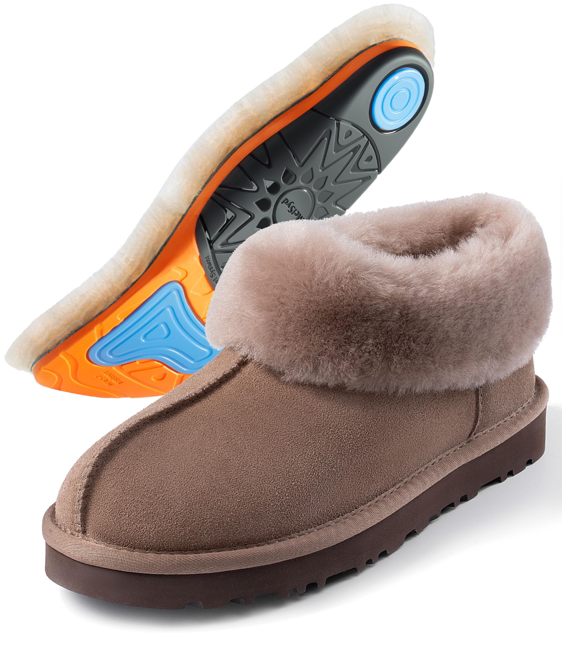 Mel Syd 100 Australian Sheepskin Slippers with Arch Support - Warm Ultra-Soft Slip-On Thermal Winter Moccasins for Women