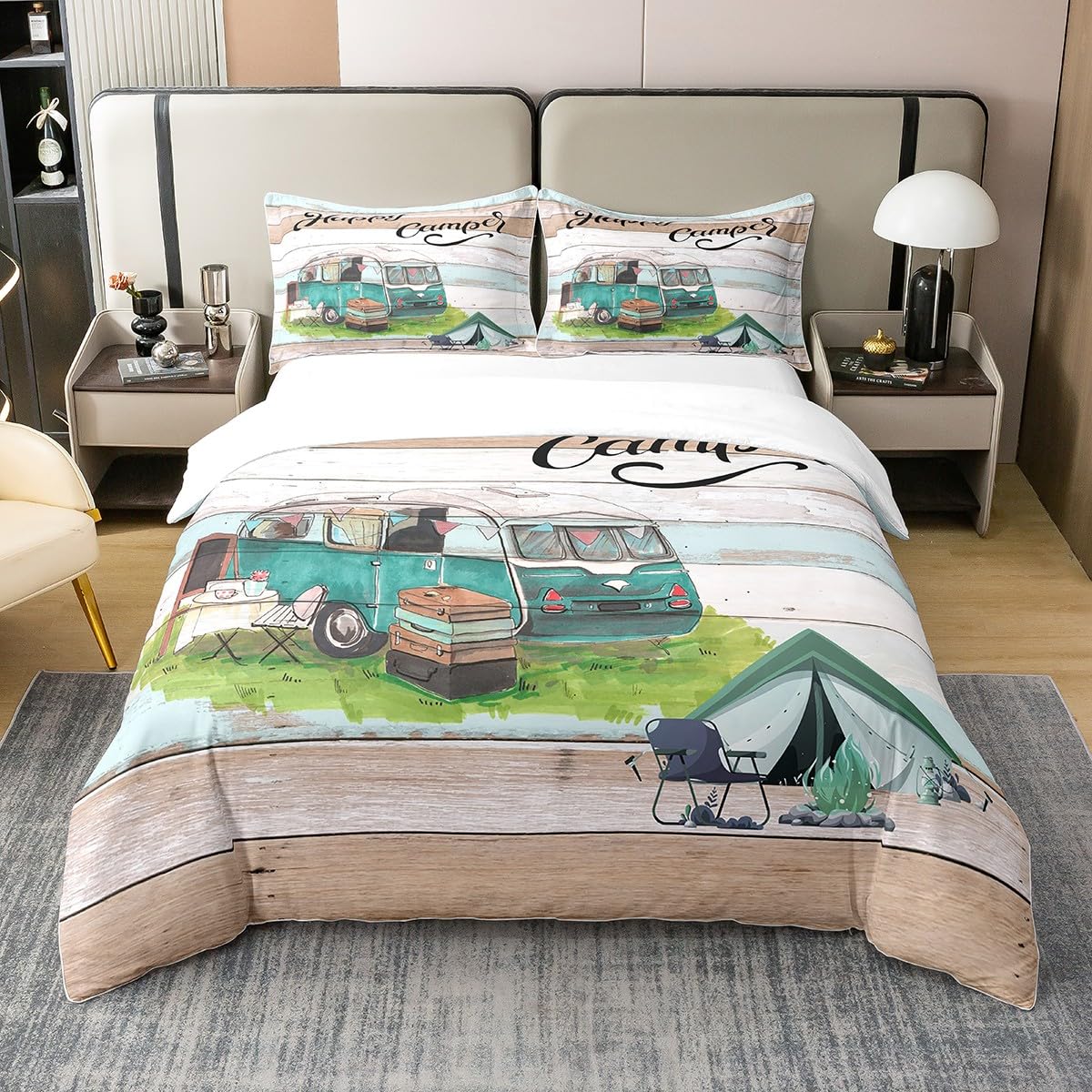 Camper - Set copripiumino con chiusura lampo, misura L, per