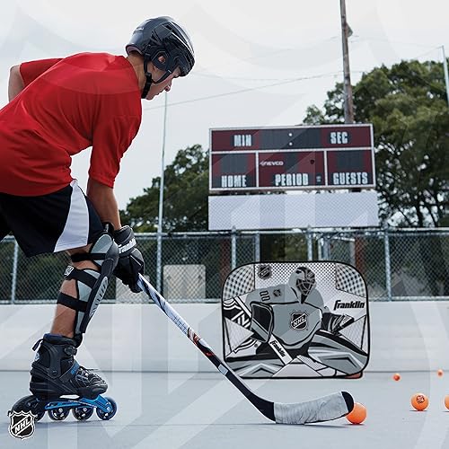 Miniatura 6 de Franklin Sports Juego de portería de hockey callejero portátil para niños + juego de tutor de tirador - Red plegable desplegable con objetivo de