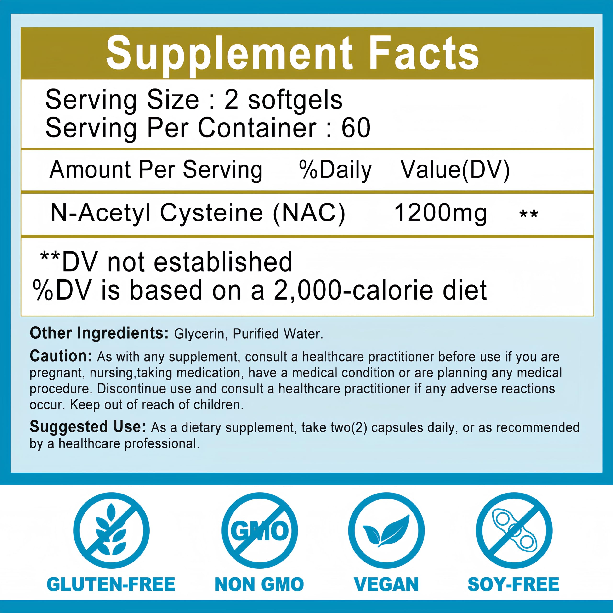 NAC Supplement N-Acetyl Cysteine | High Absorption NAC 1200mg Softgels for Liver & Kidney Detox, Immune Support & Antioxidants | Vegan Capsules | 2 Month Supply | Non-GMO | Gluten Free | 120 Count — Amazon image 7