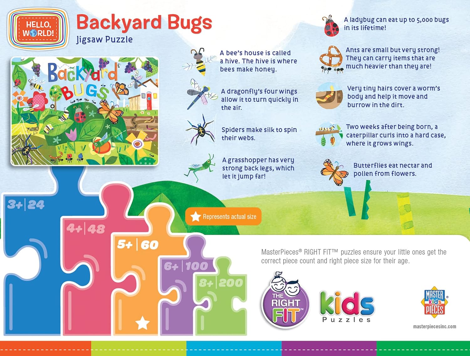 MasterPieces 60 Piece Nature Puzzle for Kids - Backyard Bugs - 19"x14"