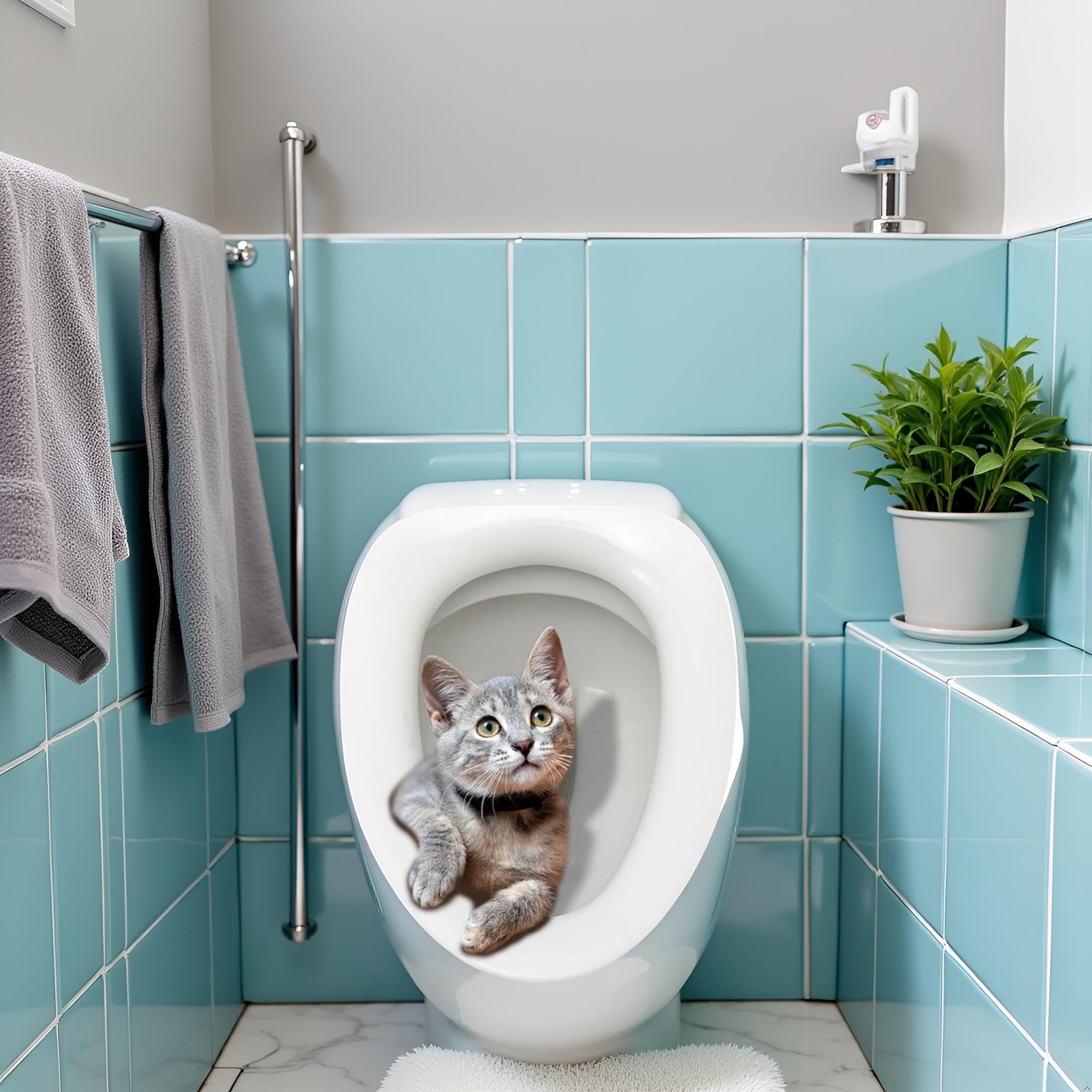 Funny Toilet Seat Decal - "Please Close The Lid The Cat Has Drinking Problems" Humor Vinyl Sticker