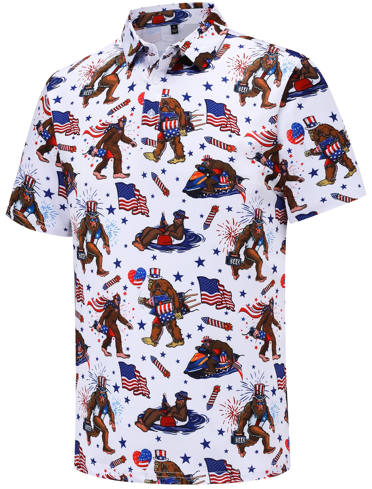 Mens Golf Polo Shirts Short Sleeve Performance Moisture Wicking Dry Fit Casual Print Funny Golf Polo Shirts for Men