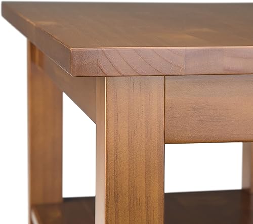 Miniatura 8 de SIMPLIHOME Warm Shaker - Mesa auxiliar estrecha de madera maciza de 14 pulgadas de ancho en marrón dorado claro, mesa de transición para sala de