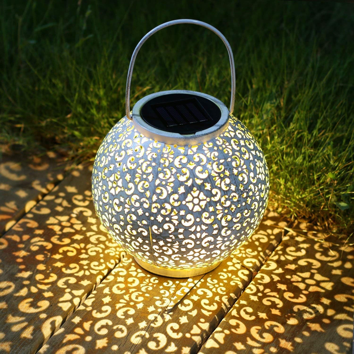 Outdoor Solar Big Lantern Waterproof Mothers Day Garden Gifts for Mom Women ,Solar Garden Lights for Backyard Table Walkway,Birthday Gifts for Grandma Wife (White,1Pack) image 5