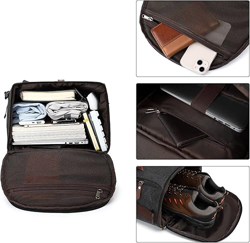 Miniatura 6 de Gym Duffle Bag Backpack 4-Way Vintage canvas with Shoes Compartment for travel Sport Hiking laptop (Vintage grey) X-Large