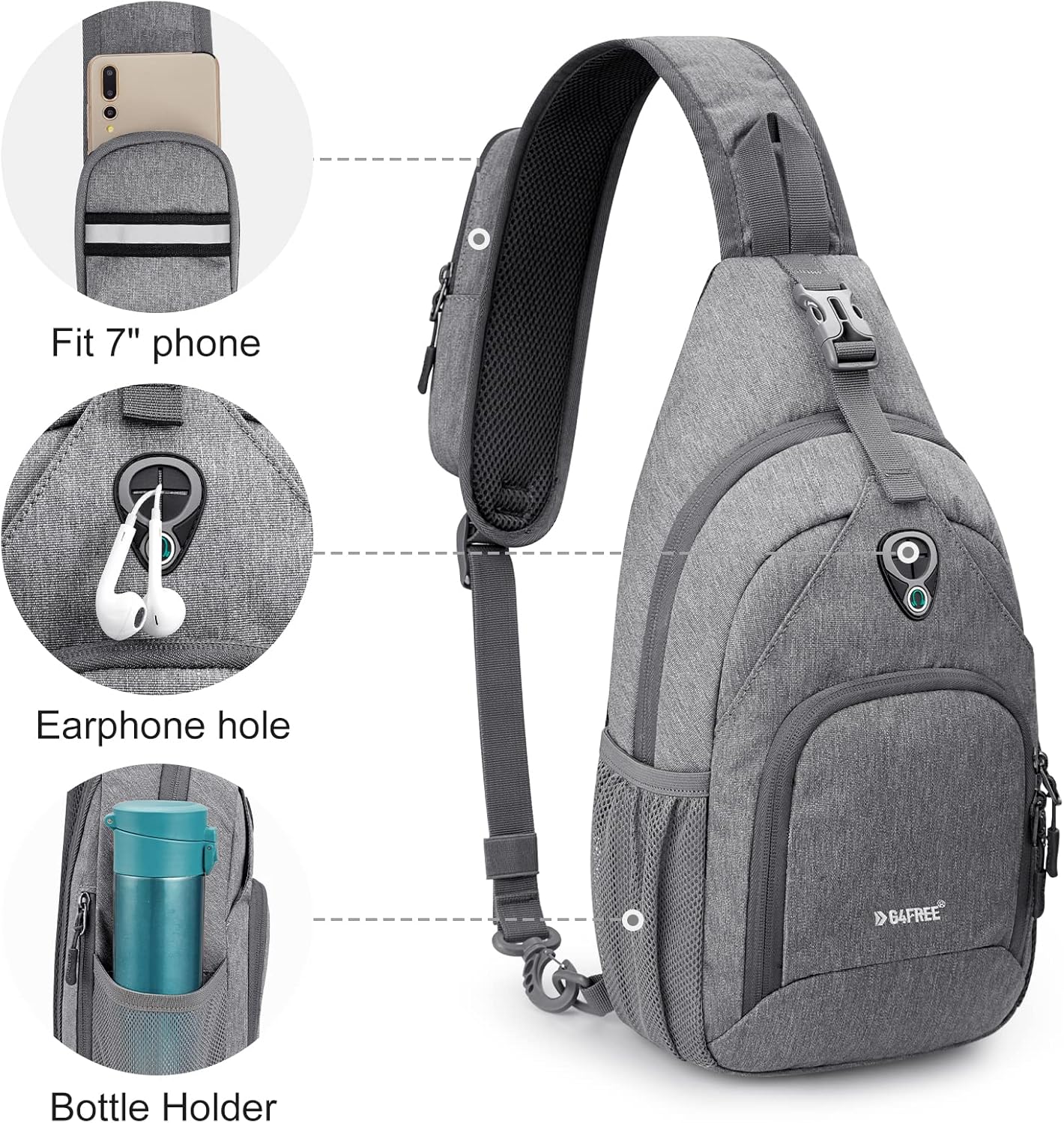 G4Free RFID Sling Bag Crossbody Backpack Small Chest Shoulder Bag Hiking Outdoor - Image 4