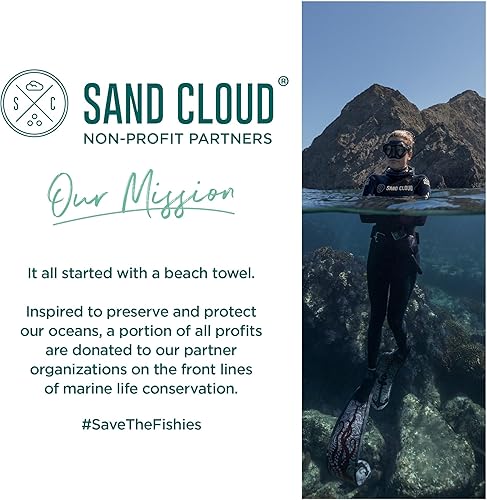 Miniatura 6 de Sand Cloud Marine Life Toalla turca, sin arena, 100% hilo de algodón orgánico, secado rápido, para playa, picnic, manta o toalla de baño, como se