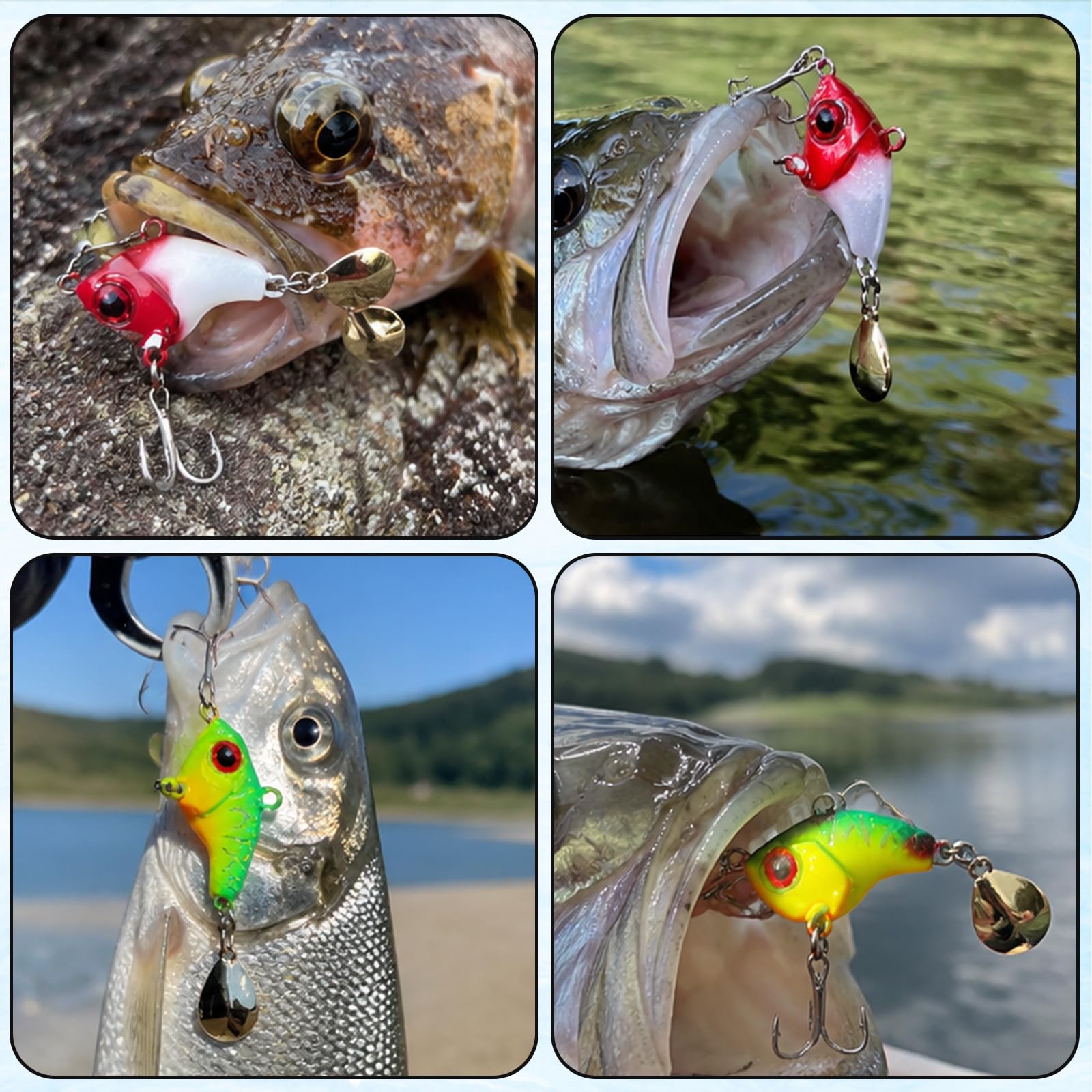 Angelköder Hecht Köder, 6 Stück jig spinner für Süßwasser und Salzwasser, 14g Schwimmköder mit realistischer Bewegung, Vielseitige Köder für Raubfischangeln in verschiedenen Gewässern und Jahreszeiten