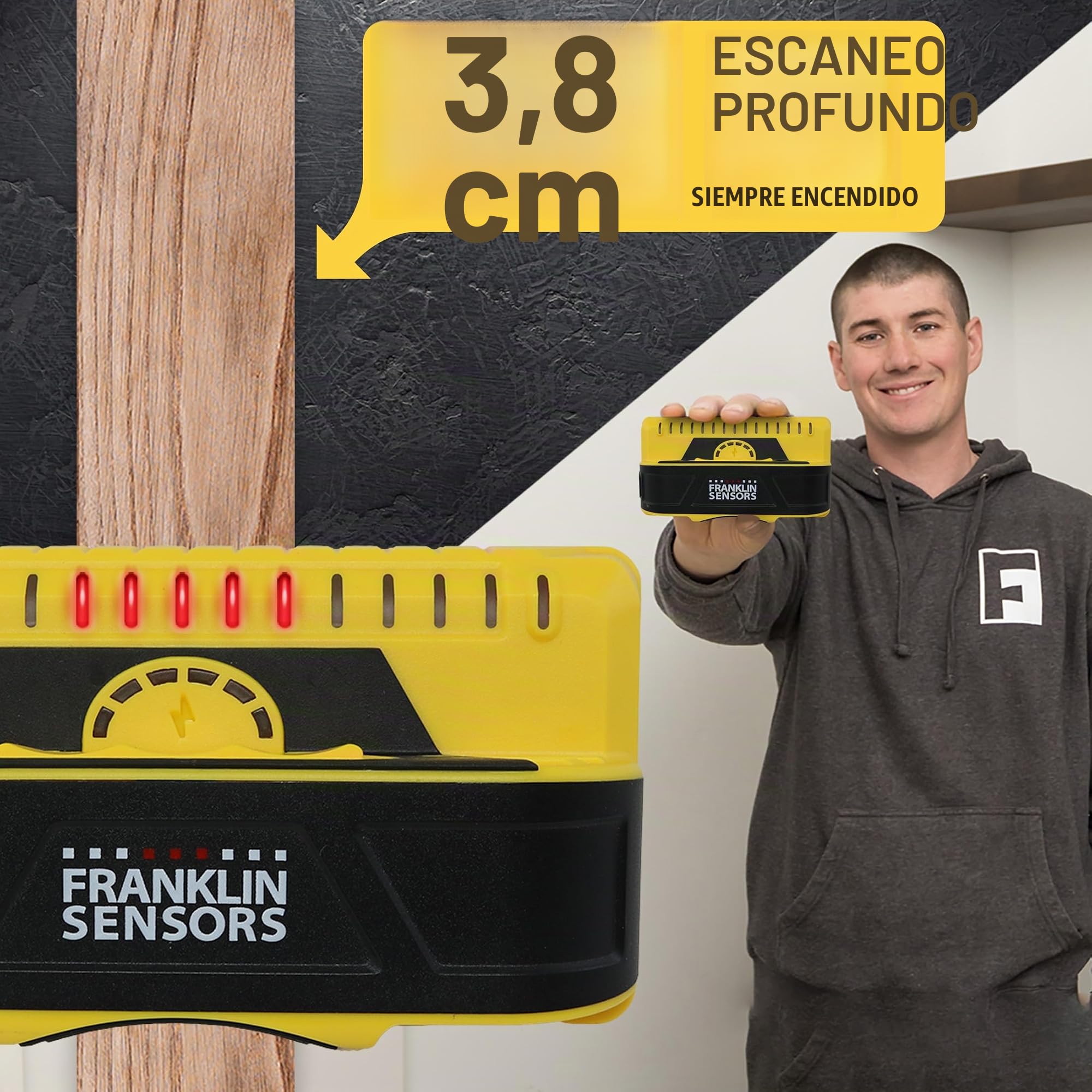 Franklin Sensors ProSensor M155 - Detector profesional de montantes con 9 sensores y alerta de cables eléctricos activos
