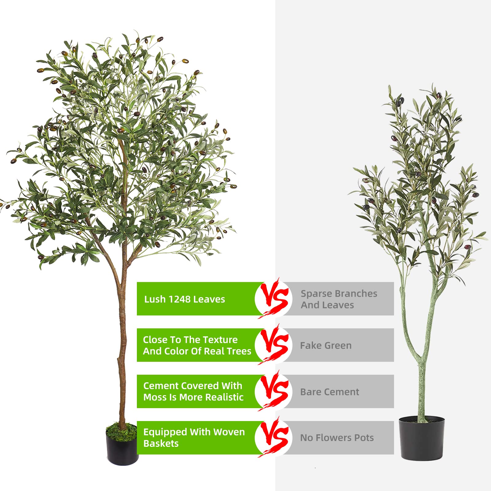 Artificial Olive Tree, 6ft Faux Olive Tree Plant with Woven Planter and