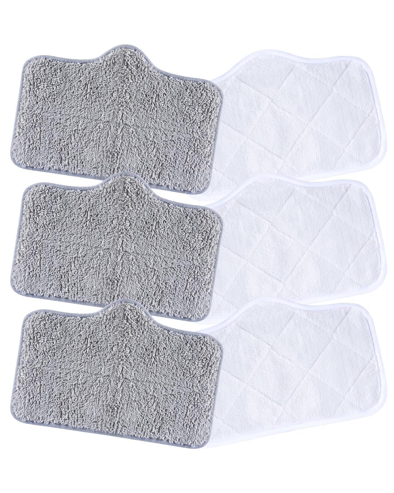 LABIGO Steam Mop 6 Pack Replacement Pads - Machine Washable Microfiber Cloths, Reusable Cleaning Pads
