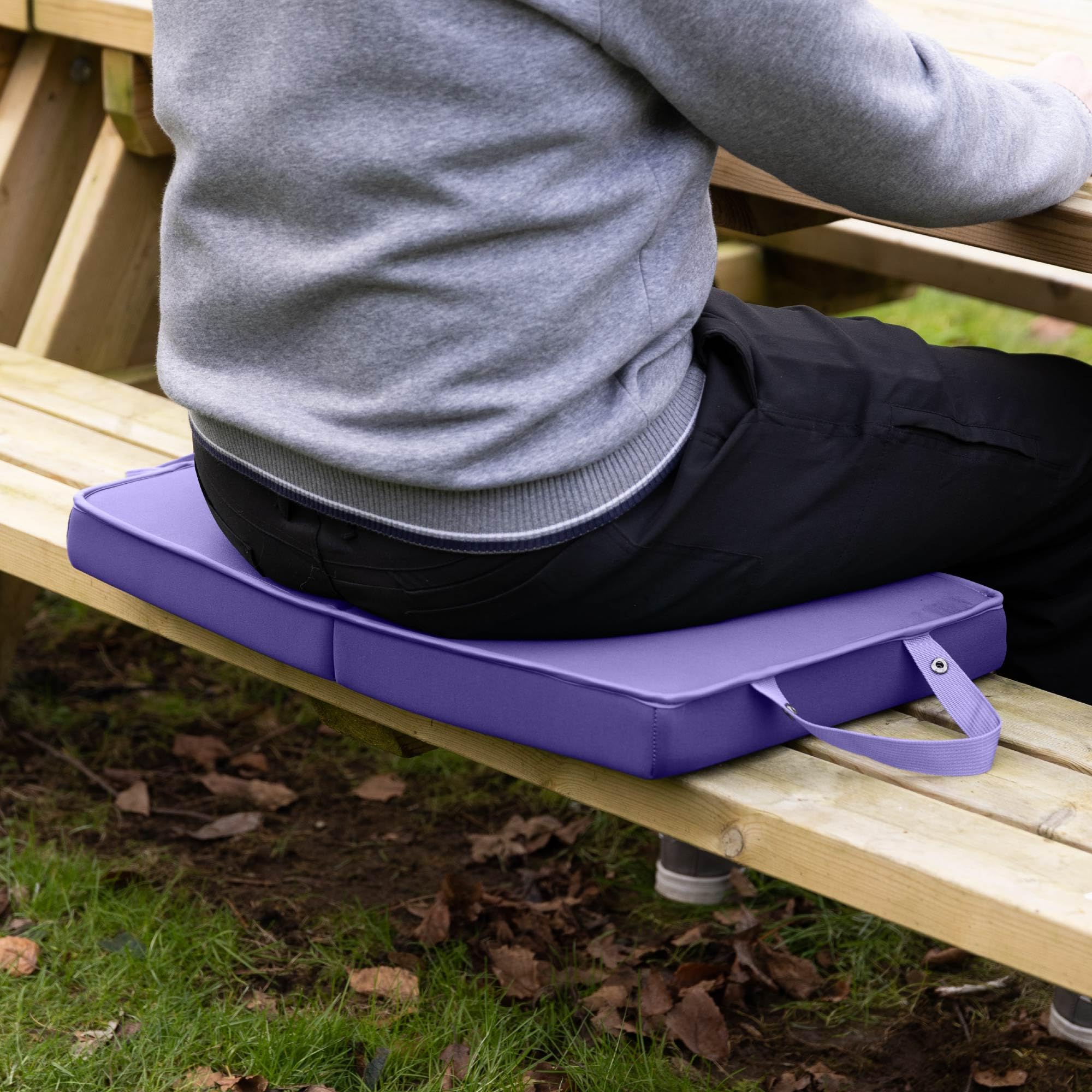 BLOSTM Coussin de Jardin Extra Épais - Grand Coussin de Jardin Pliable avec Poignées - Tapis en Mousse à Mémoire de Haute Densité Résistant à l’Eau pour Jardinage, Travaux Ménagers (Violet)
