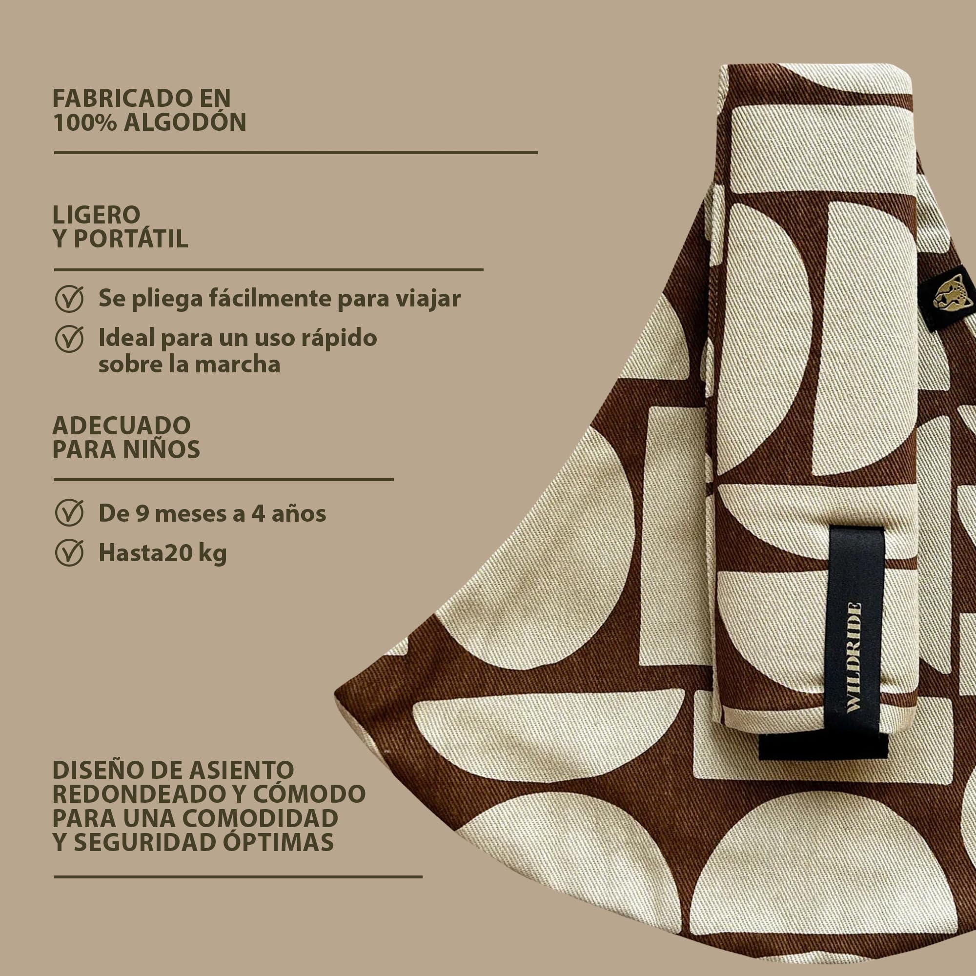 Wildride Portabebé Bandolera Boho, Portabebe Lateral para Niños de 9 Meses a 4 Años, hasta 20 kg, Algodón 100%, Plegable y Compacto, Certificado SGS