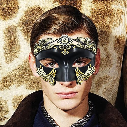 Miniatura 3 de Wellcalmly Máscara de mascarada para hombre, máscara veneciana romana griega para Mardi Gras, baile de máscaras, Halloween, fiesta de graduación