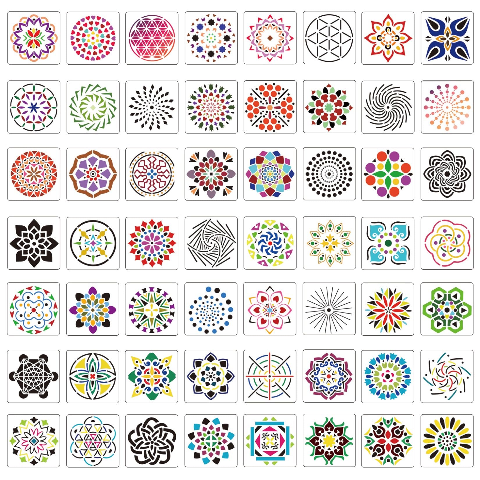 10 Stencil Per Dot Painting Mandala, 5 Misure 7.5-20 Cm, Sagome Riutilizzabili In PET Per Pittura Su Tela, Legno E Pareti