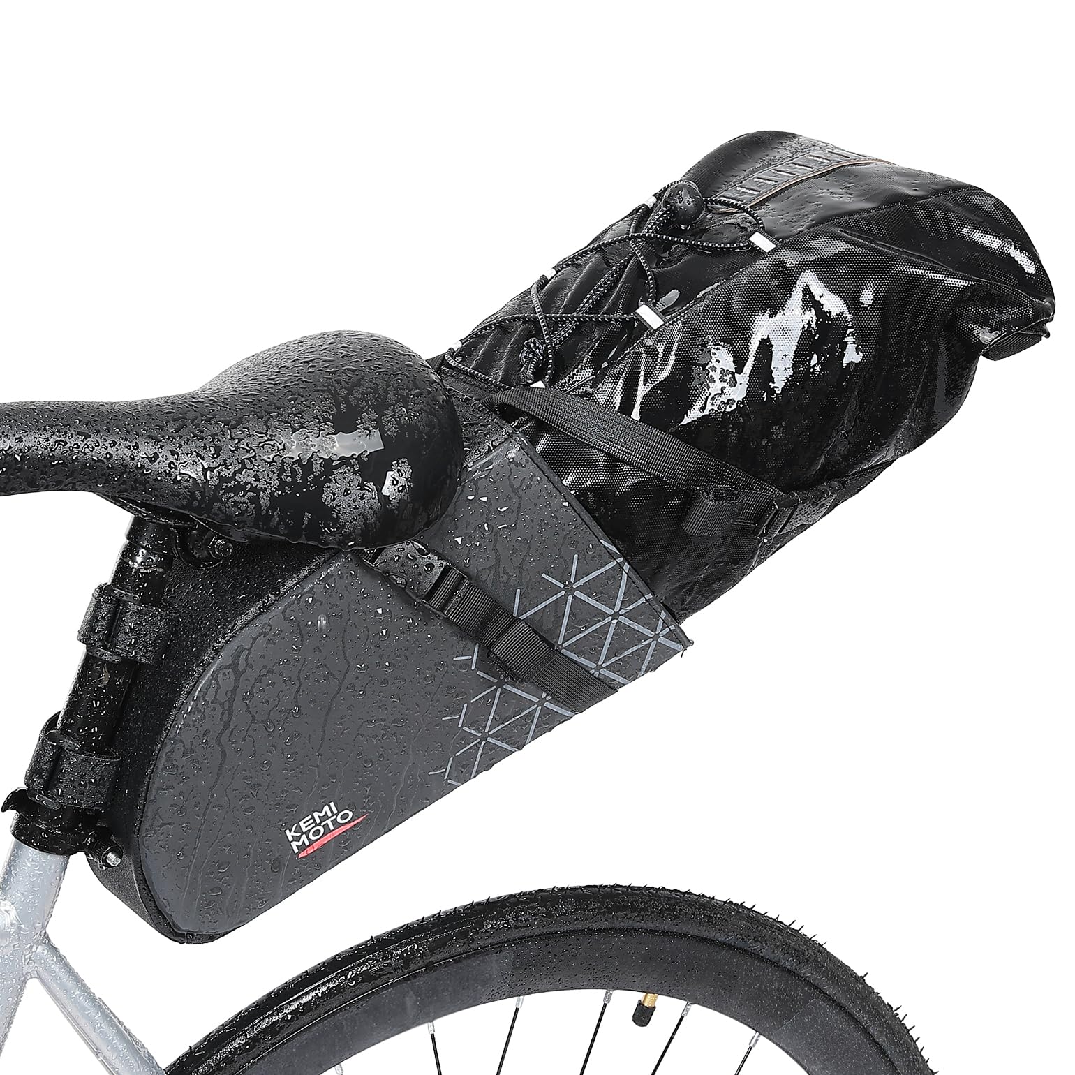 KEMIMOTO Satteltasche Fahrrad Wasserdicht 13L, Bikepacking Tasche mit herausnehmbarem Innensack, 2-in-1 Design & Formstabil für Gravel Bike, Rennrad, MTB & E-Bike – Schwarz