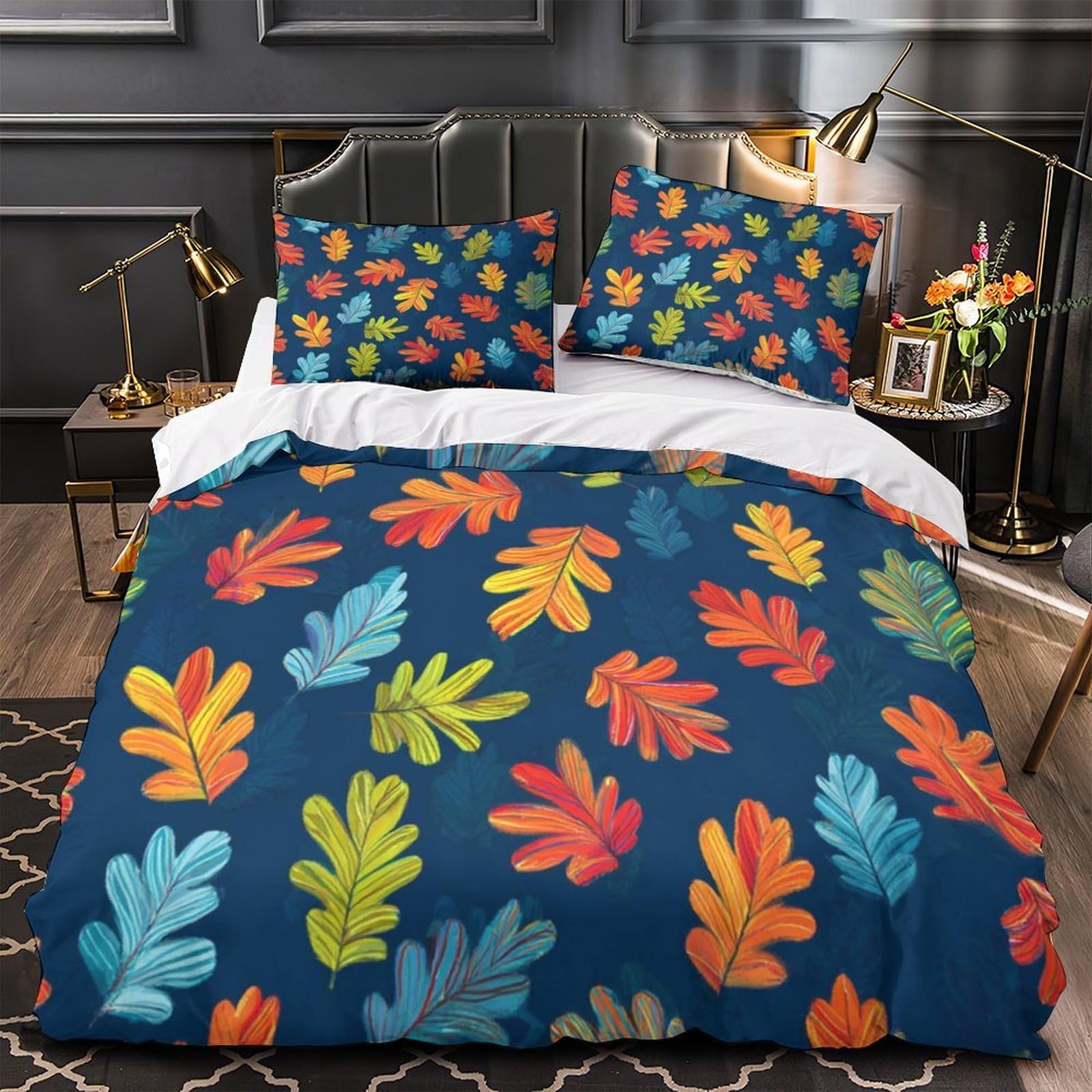 Housse de couette 3D sentier forestier d'automne parure de lit double 200x200