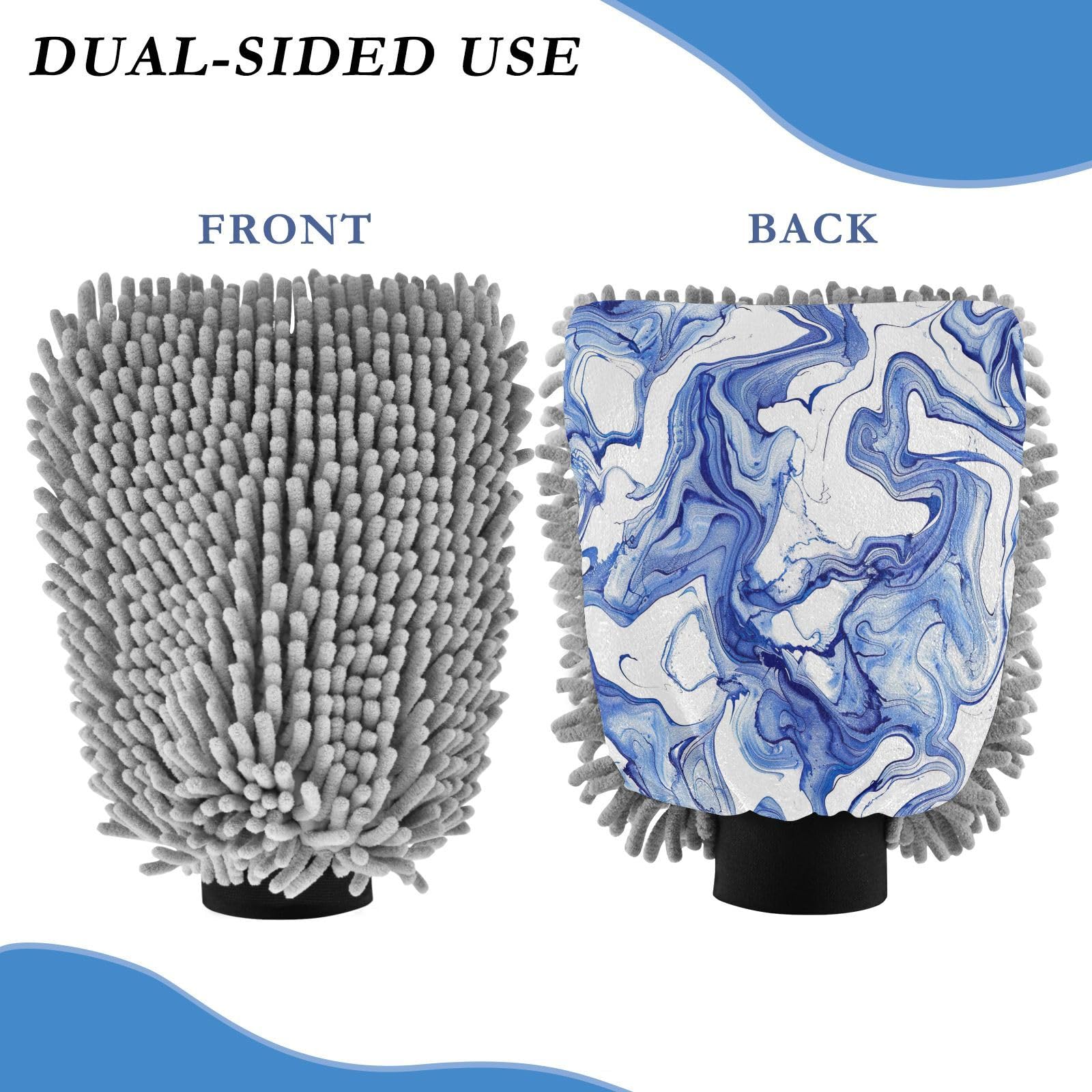 GakkiGii Ink Gradient 2 Pack Microfiber Car Wash Mitts, Dual-Sided Chenille Gloves, Scratch-Free for Auto Detailing & Home Cleaning, L