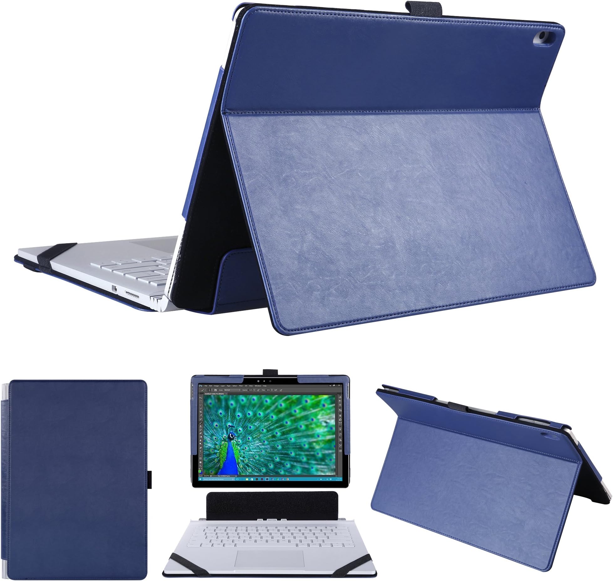 Surface Book 13.5 Inch Case, 2 in 1 Kickstand Book Style Cover for Microsoft Surface Book 13.5 Inch Laptop Only-Blue