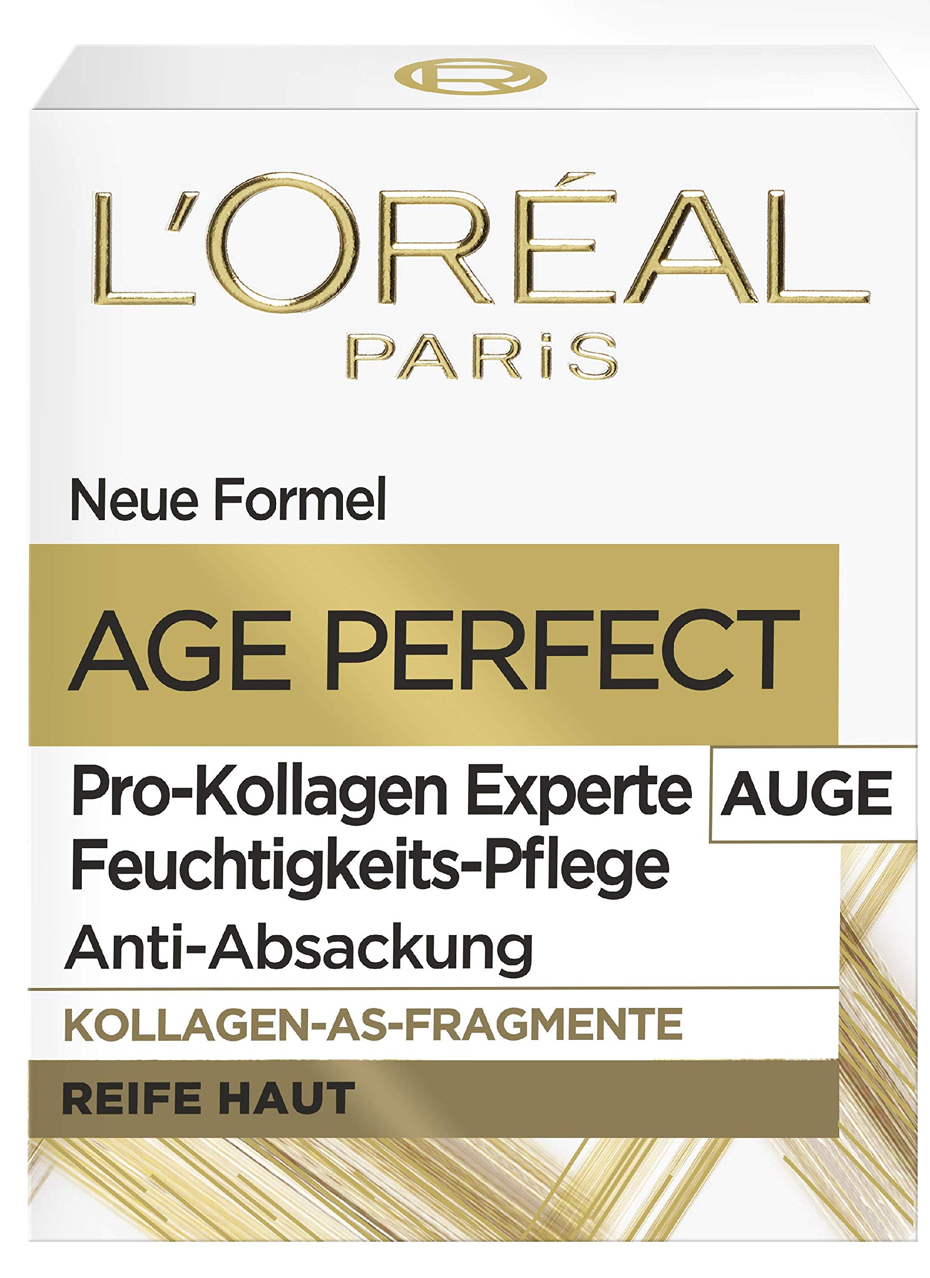 L'Oréal Paris Ujędrniająca pielęgnacja oczu dla dojrzałej skóry, przeciwstarzeniowa, nawilżająca pielęgnacja przeciw plamom starczym, z fragmentami kolagenu AS, Age Perfect Pro-Collagen Experte, 15 ml