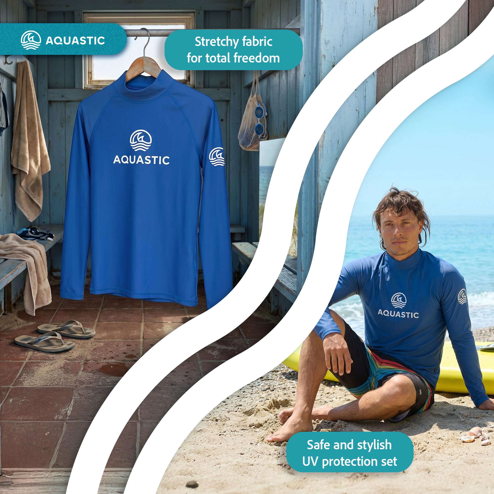 AQUASTIC Unisex UPF Rimos Ls Überwurf-Set für Schwimmbekleidung