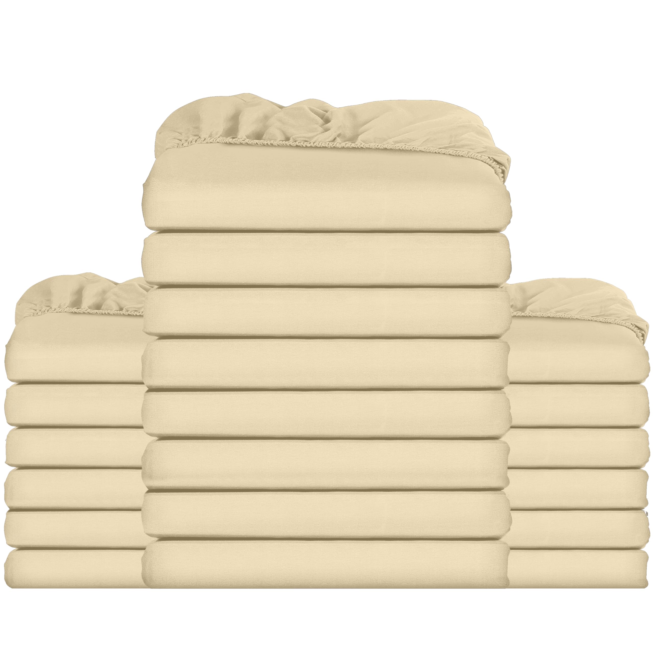 Utopia Bedding Fitted Sheet Bulk Pack of 20 Pieces - Single, Beige - Deep Pocket - Easy Care Soft Brushed Microfibre Fabric - Shrinkage and Fade Resistant - Bottom Sheet