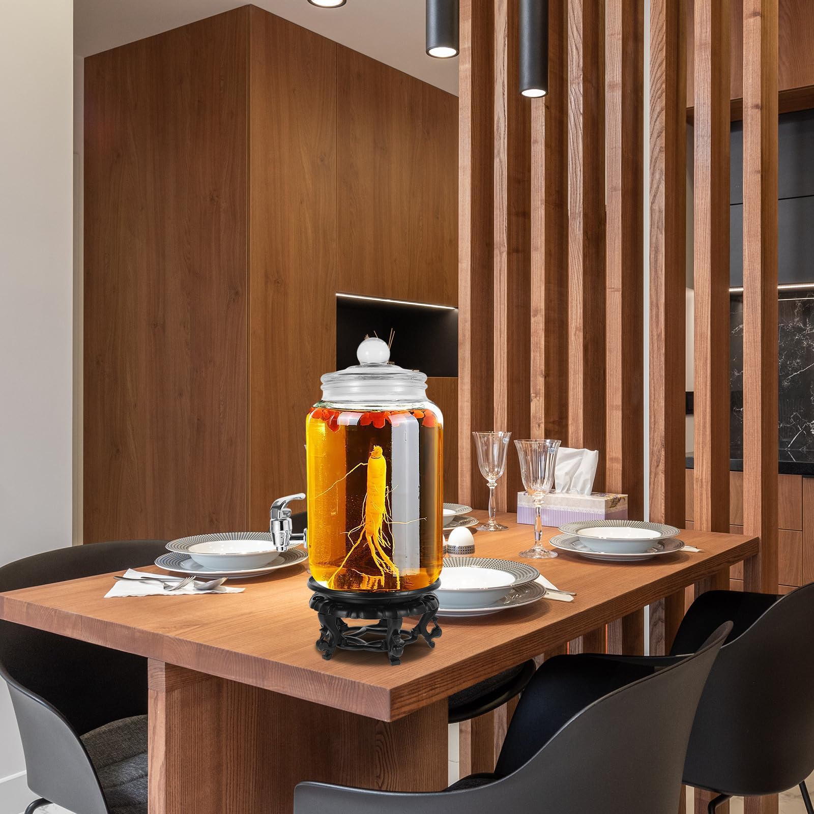 Abaodam Transparenter Glas Braubehälter 2,5l mit Zapfhahn und Abs Boden Versiegelte Weinflasche für Indoor und Outdoor zur Saft und Weinbereitung