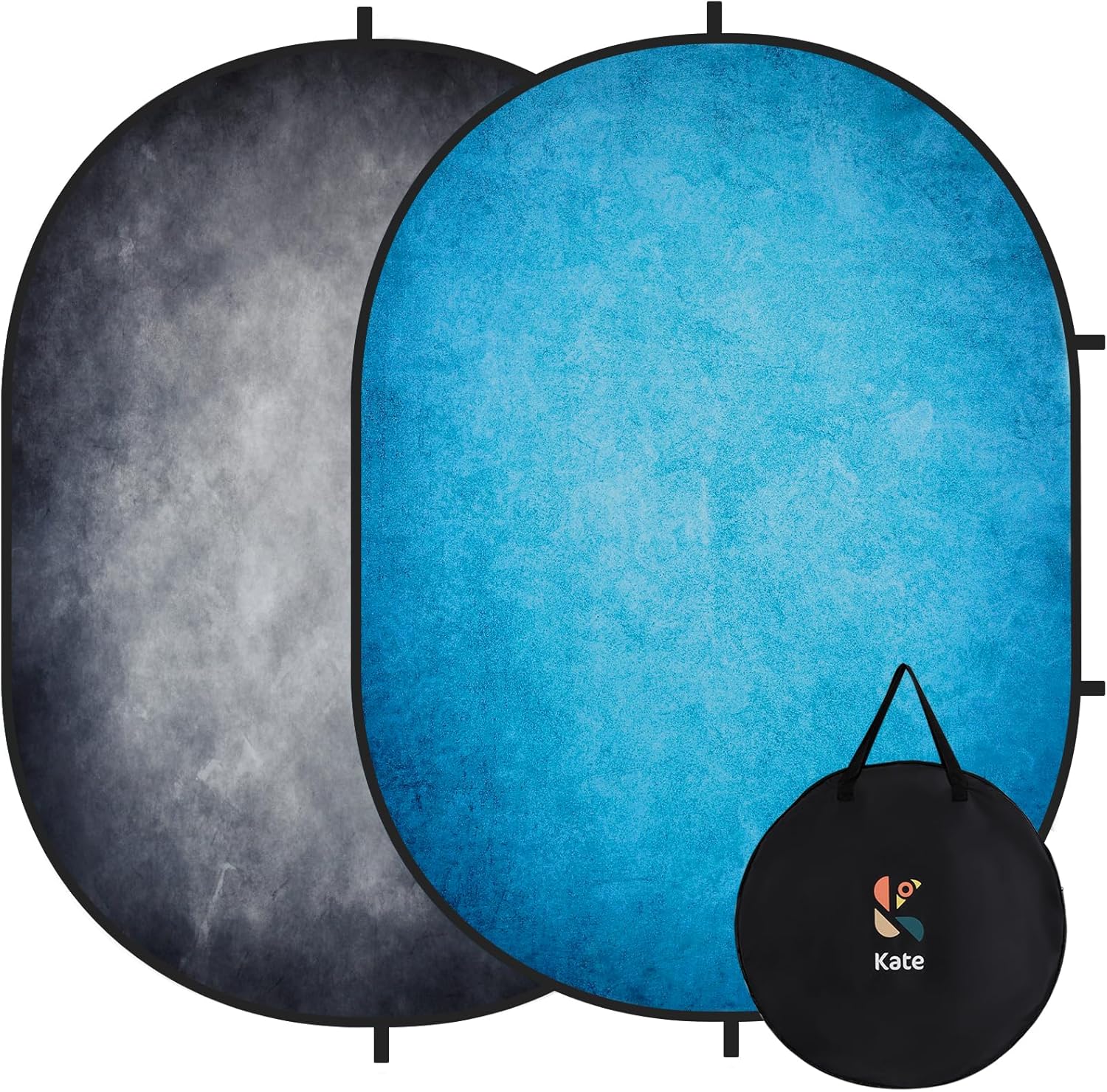 Kate 5x6.5ft Collapsible Backdorp Pop Up Backdorps,Double Sided Blue Screen and Gray Screen, 2 in 1 Collapsible and Reversible Background for Photography, YouTube Videos,and Live Streaming Blue/Gary