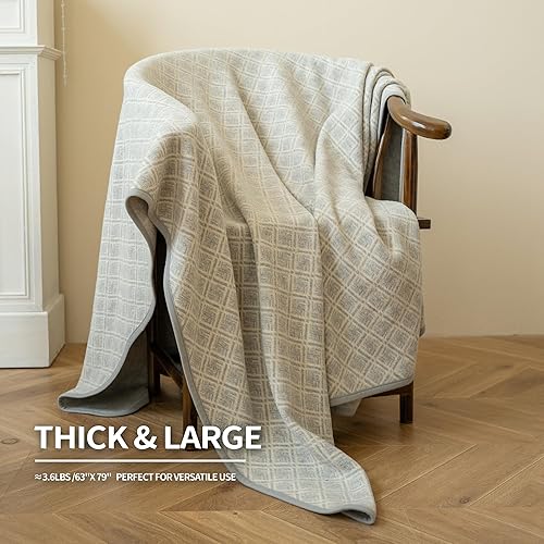 Miniatura 2 de ACUSHLA Manta de lana merina, suave, cálida, gruesa, lavable, para cama grande, para camping, exteriores, viajes, para todo tipo de clima, color