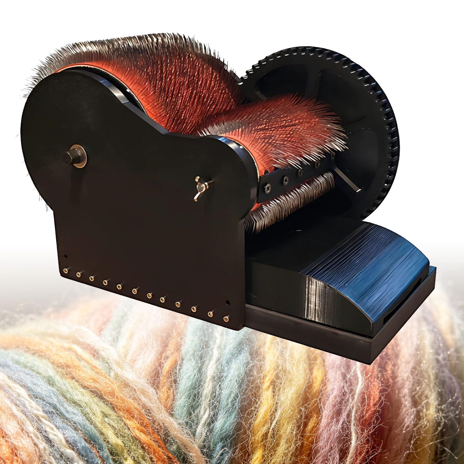 guoyjmm Wool Felt Drum Carder, 50W Electric Wool Carding Machine, with 2 Foot Switches, 0-56 RPM Fiber Combing Machine for Blending Mixing, for DIY Craft Make Felt