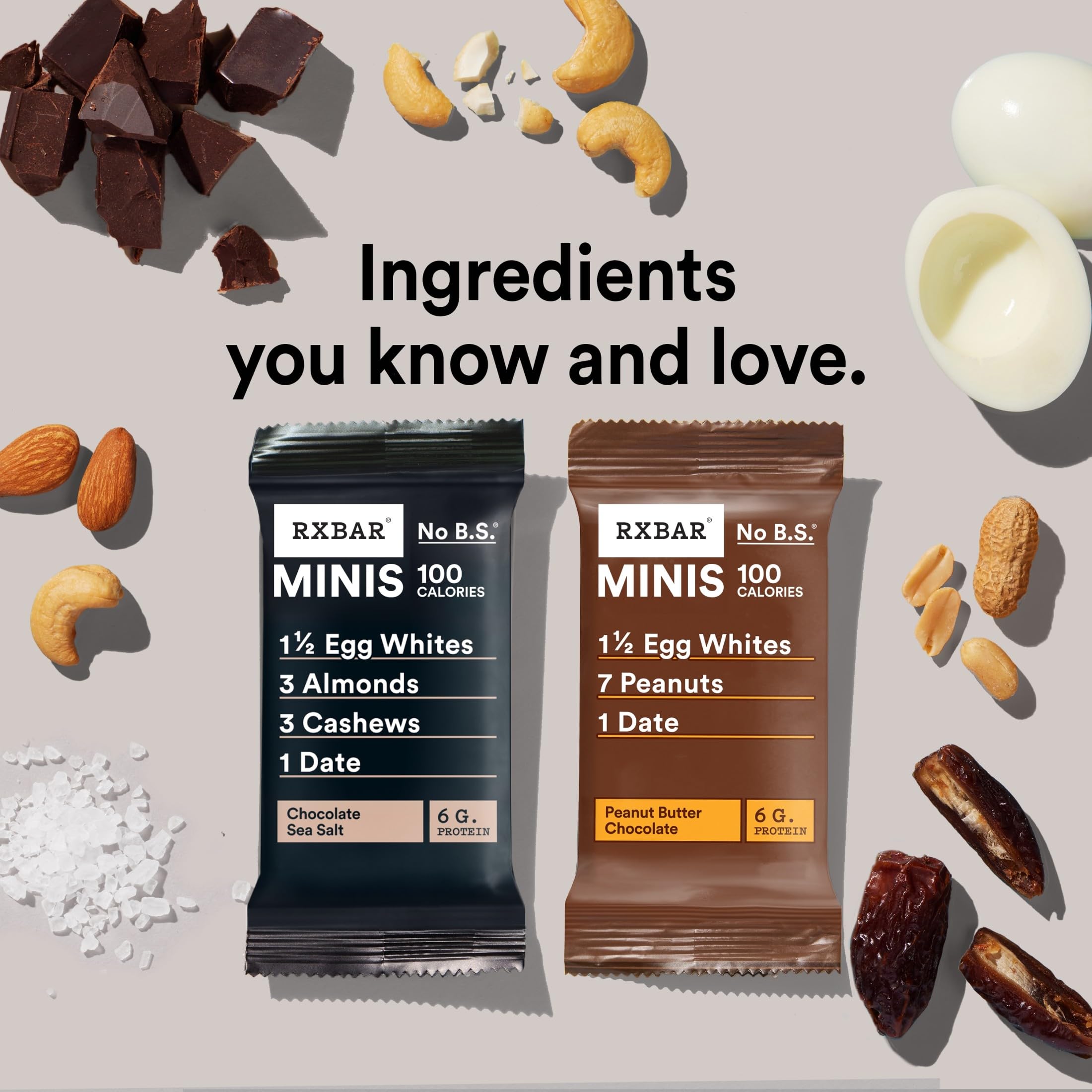 RXBAR Minis Barra de proteínas de 6 g de proteína sin gluten, paquete variado (4 cajas, 32 barras)