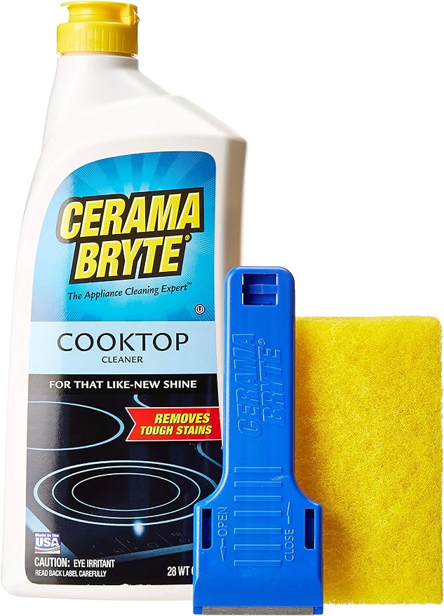 Cerama Bryte Ceramic Cooktop Cleaner (28 oz), Scraper and 5
