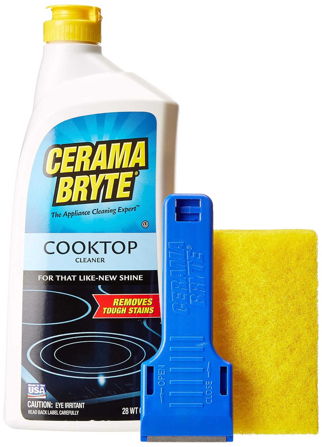 Cerama Bryte Ceramic Cooktop Cleaner (28 oz), Scraper and 5 Cleaning