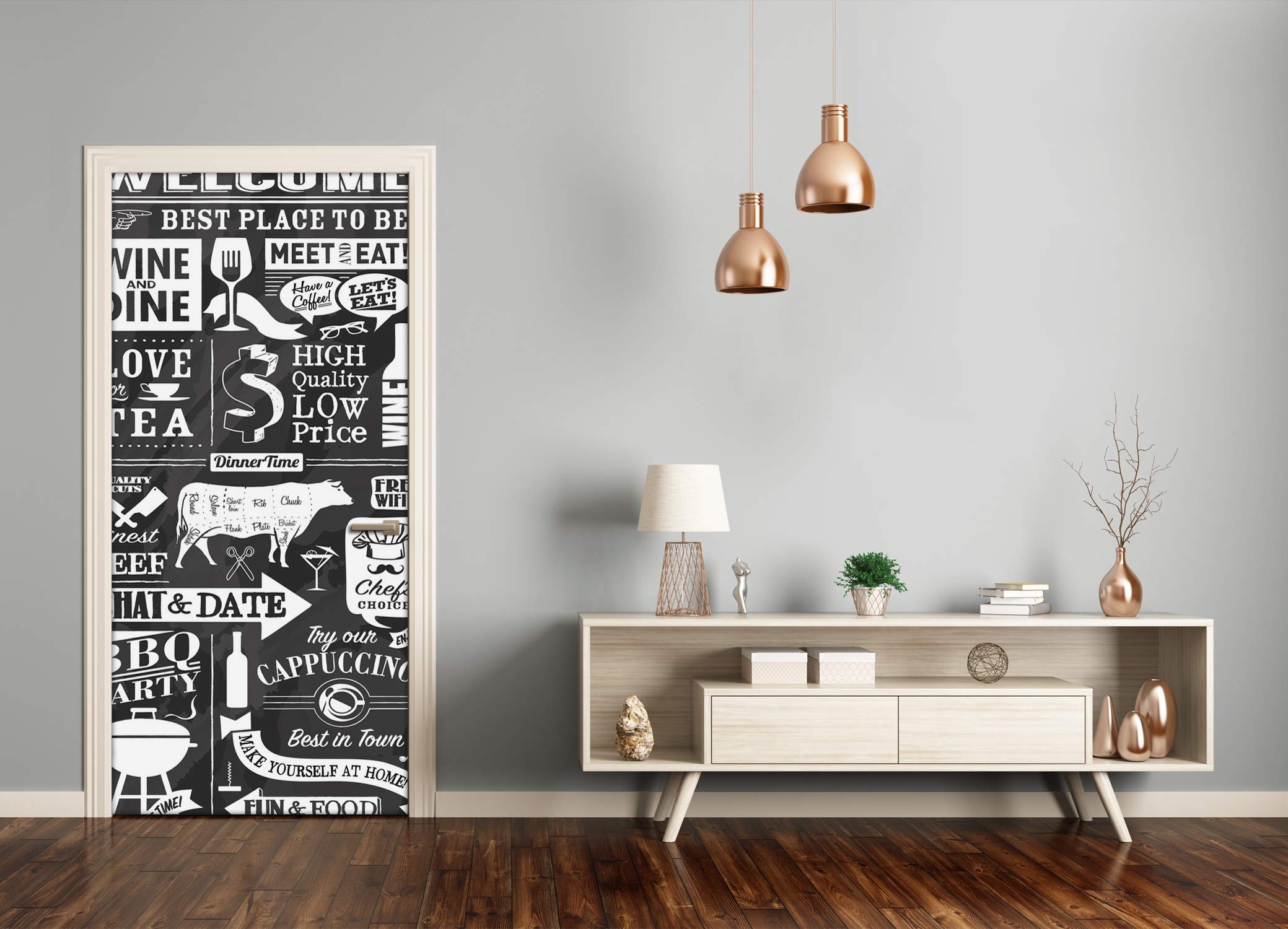 Autocollant porte Fleurs roses