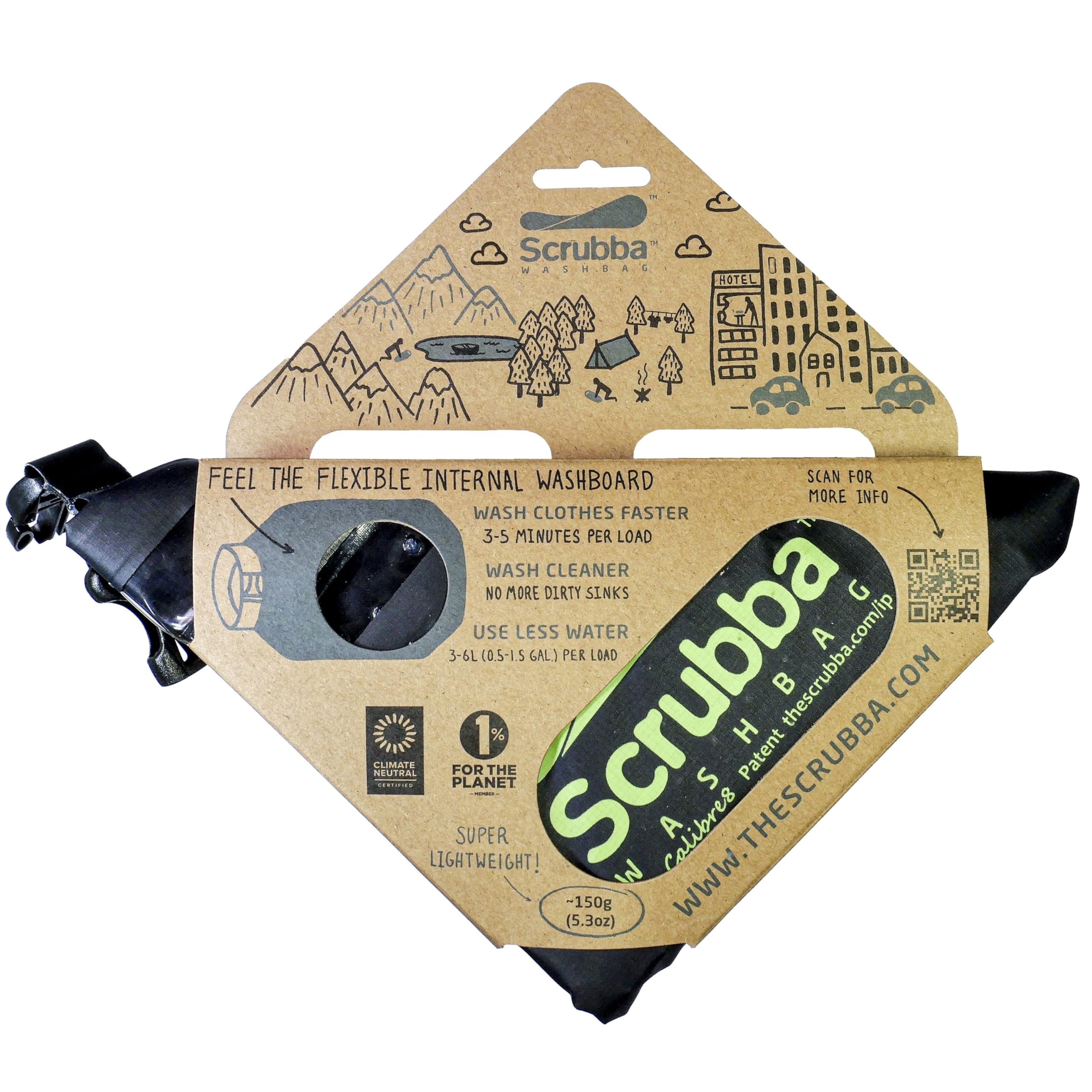 Scrubba Wash Bag 2.0 Sacchetto Lavatrice Portatile Borsa Sacco per Lavare Lavasciuga con Esclusivo Sistema Asse per Bucato Indispensabile Accessorio Camper Campeggio Escursione Viaggio Ovunque