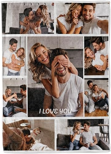 Manta personalizada con collage de fotos, texto, mantas con imágenes personalizadas, regalos para cumpleaños, bodas, para madres, papás, manta de