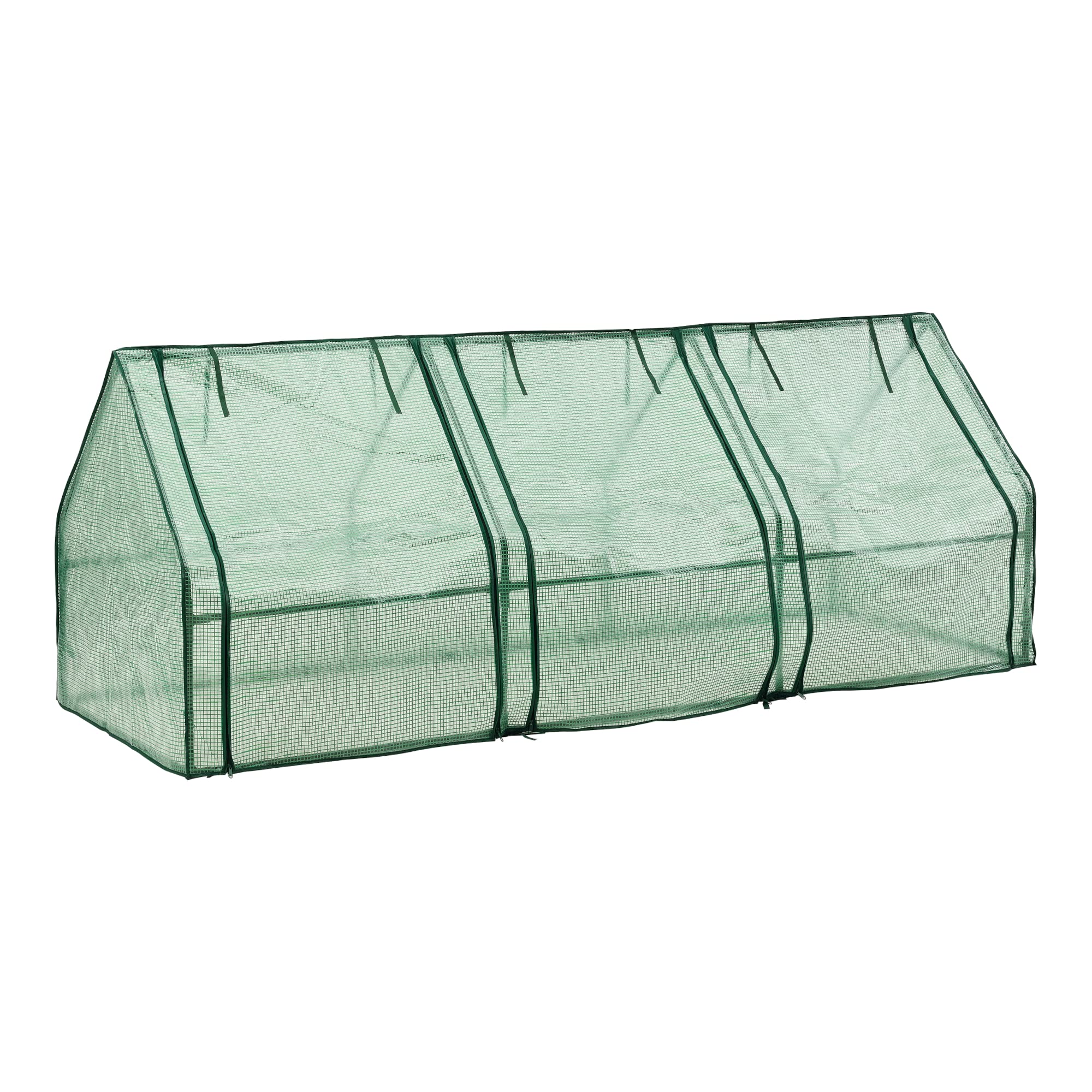 [en.casa] Höflein mini szklarnia foliowa, 240 x 90 x 90 cm, do użytku na zewnątrz, szklarnia z zamkiem błyskawicznym i 3 oknami, folia siatkowa, zielona